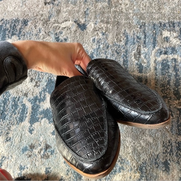 Lucky Brand Bejaz Crocadile Leather Loafer Black Size 7 - Picture 7 of 8